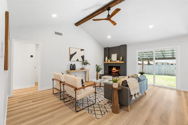 a living room with furniture