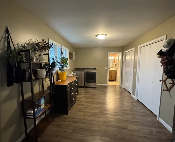 a large space with lots of counter space and windows