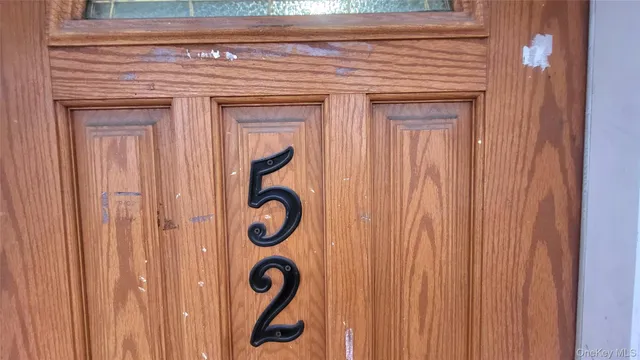 a front view of a door and a door