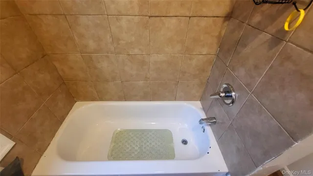 a bathroom with a bathtub