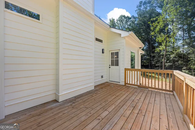 a view of a wooden deck