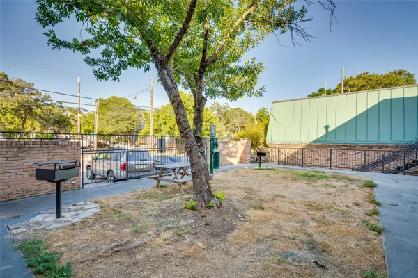 a view of a park with slide