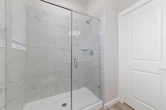 a bathroom with a shower