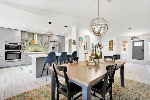a view of a dining room and livingroom