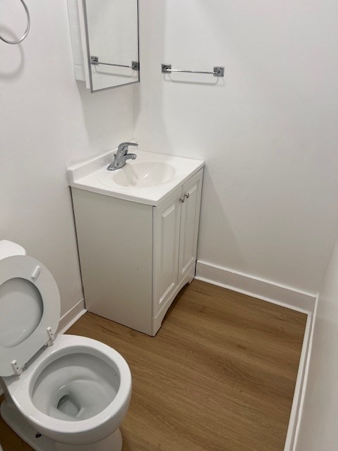675 Washington Street, Unit 1 Brookline, MA 02446 - Photo 2 of 16 a bathroom with a sink a toilet and a mirror