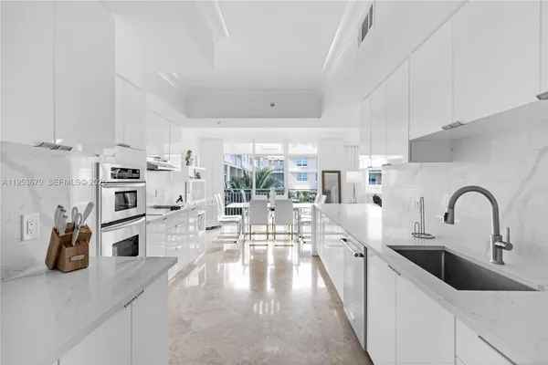 a large kitchen with a lot of counter space