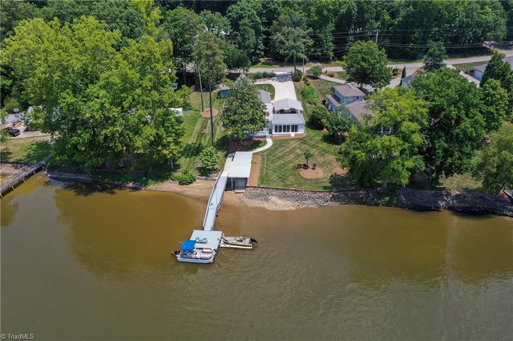 2113 Warf Road Lexington, NC 27292 - Photo 4 of 50 Aerial view of the home, boat house and private dock. Dock and deck recently stained in April 2026