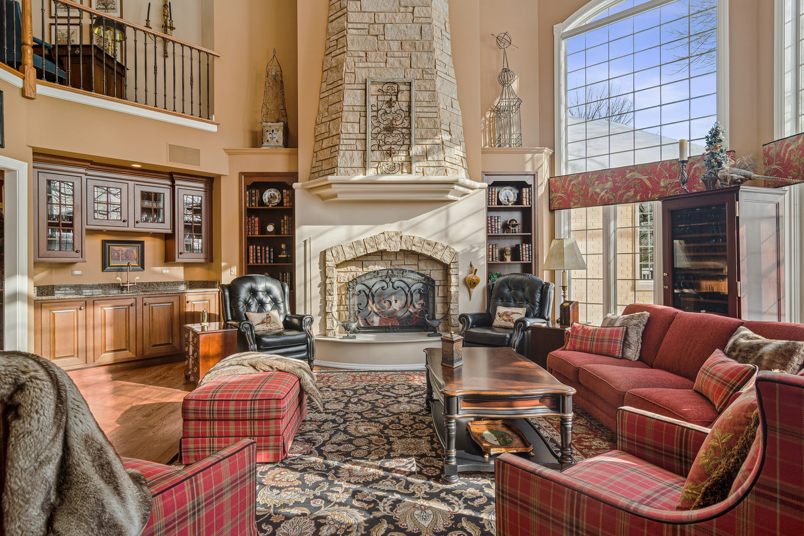 1520 MacAlpin Circle Inverness, IL 60010 - Photo 11 of 58 a living room with furniture a fireplace and large windows