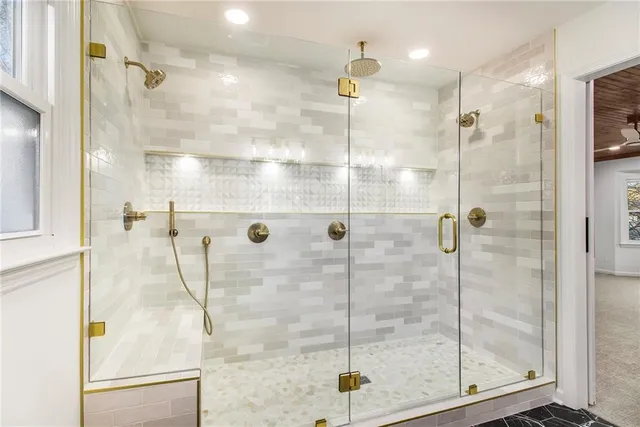 a bathroom with a shower
