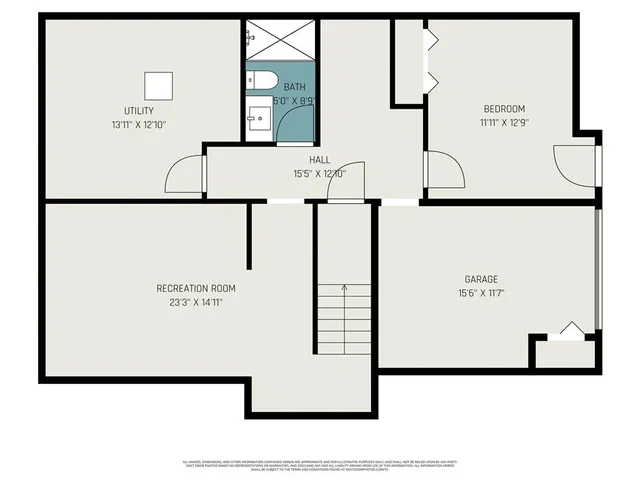 a view of a yard in front of a brick house with large windows