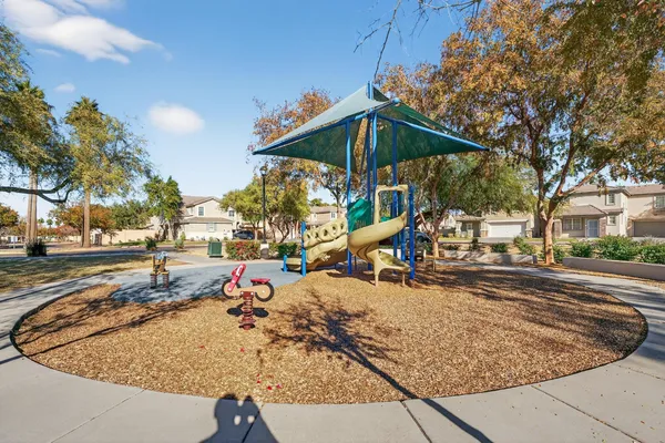 an outdoor space with seating