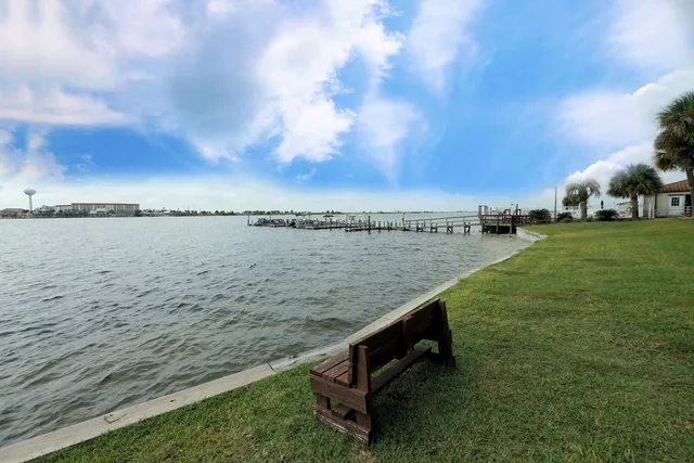 a view of a lake with outdoor space