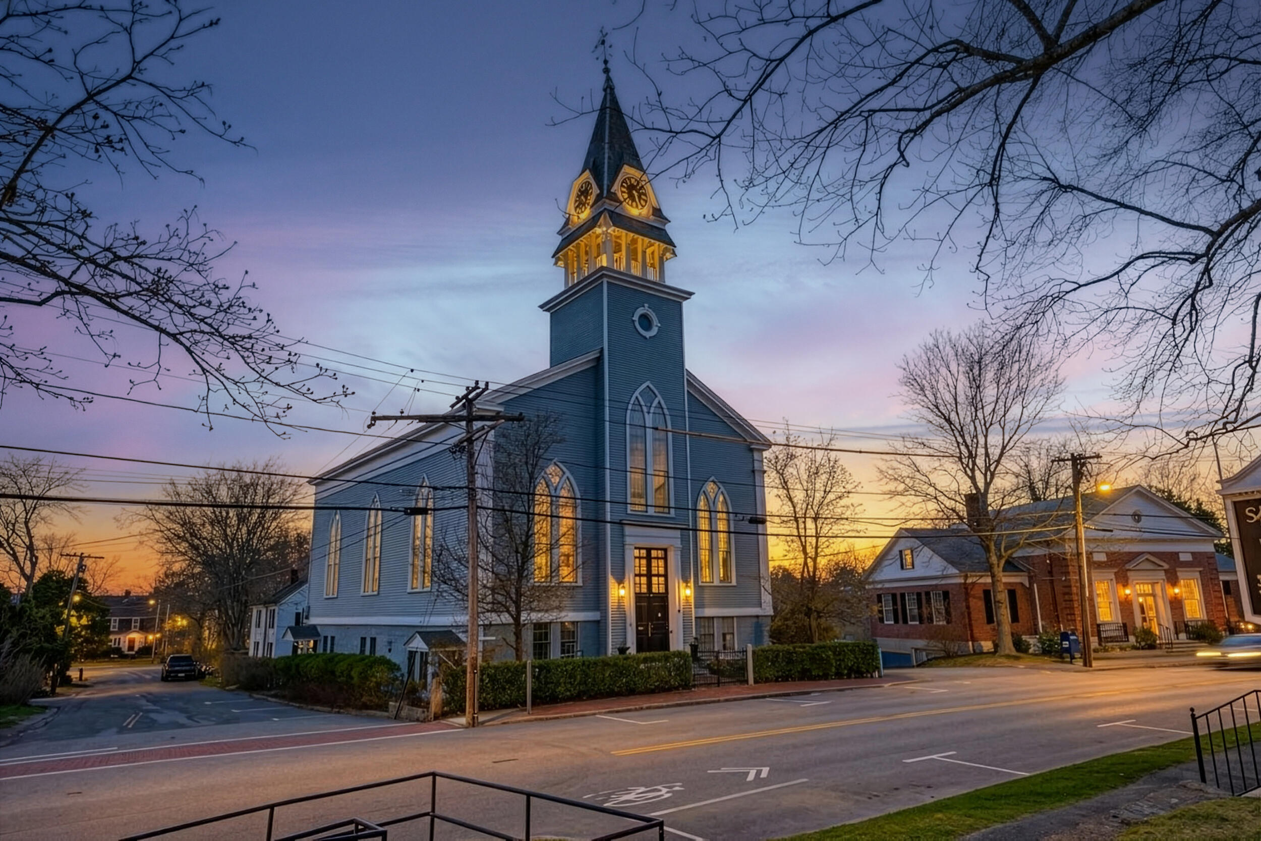 a front view of a building