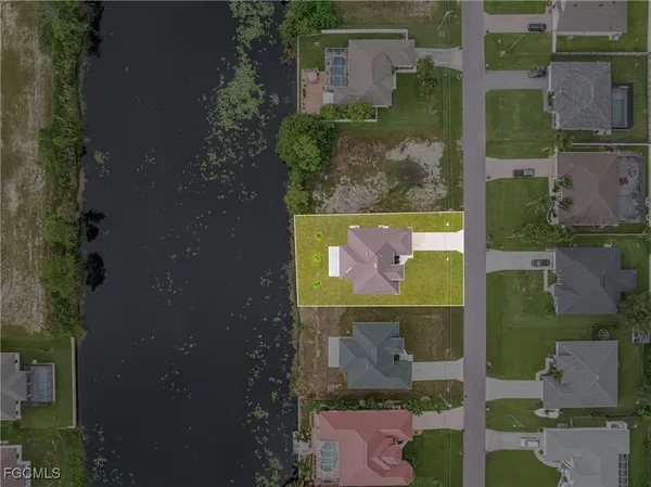 an aerial view of a house