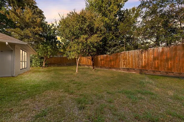 a view of a yard with a tree
