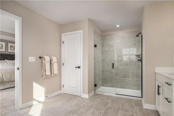 a bathroom with a shower