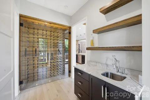 a bathroom with a sink and a shower