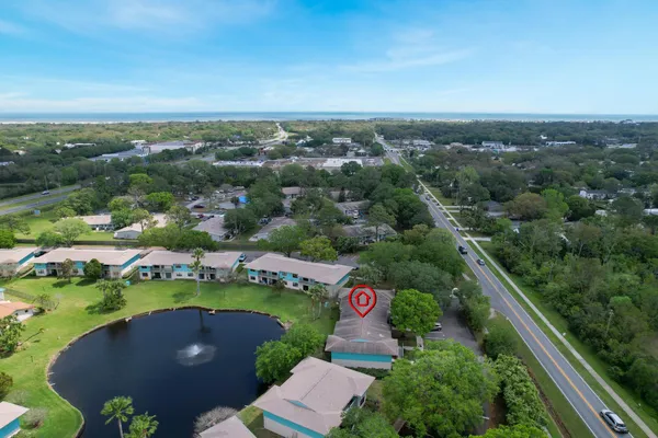 an aerial view of a house
