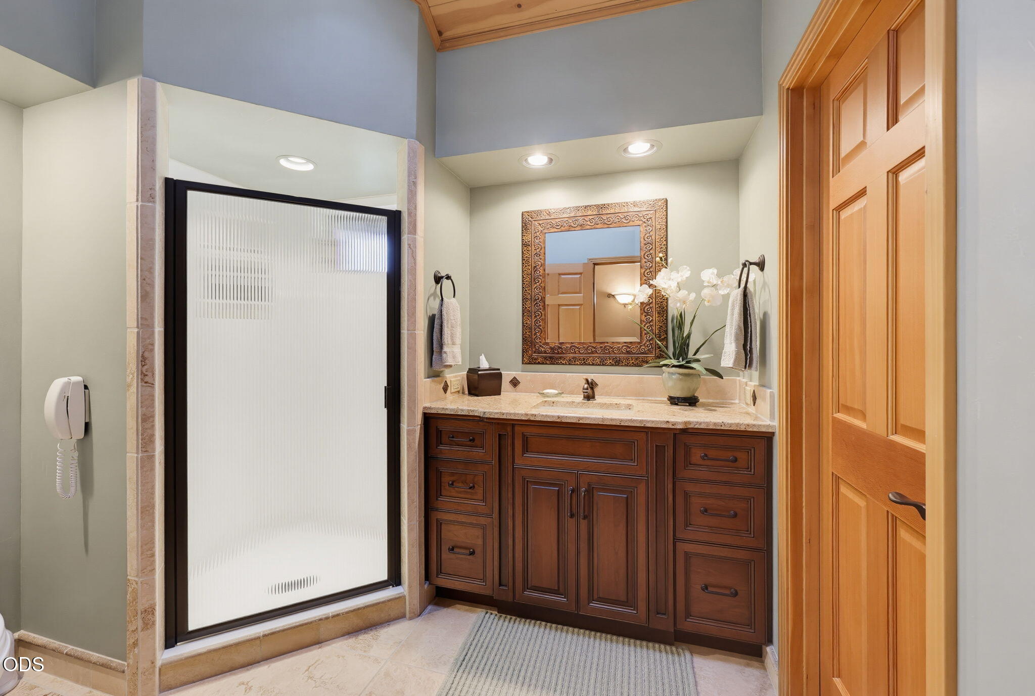 2459 Little Applegate Road Jacksonville, OR 97530 - Photo 40 of 86 a bathroom with a double vanity sink mirror and shower