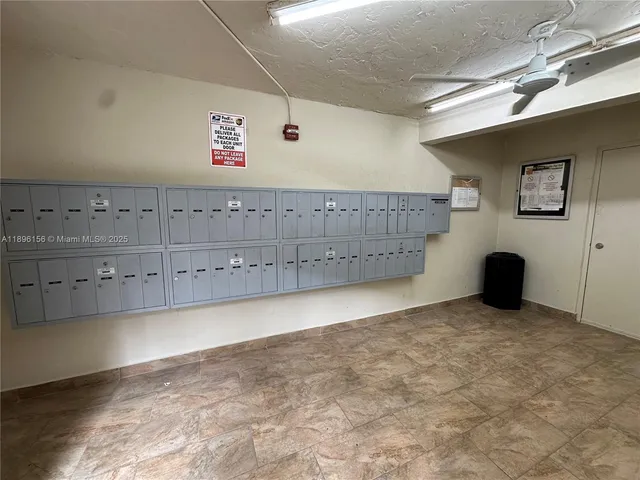 an empty room with cabinet