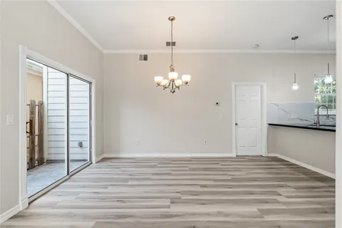 a view of a chandelier in a room