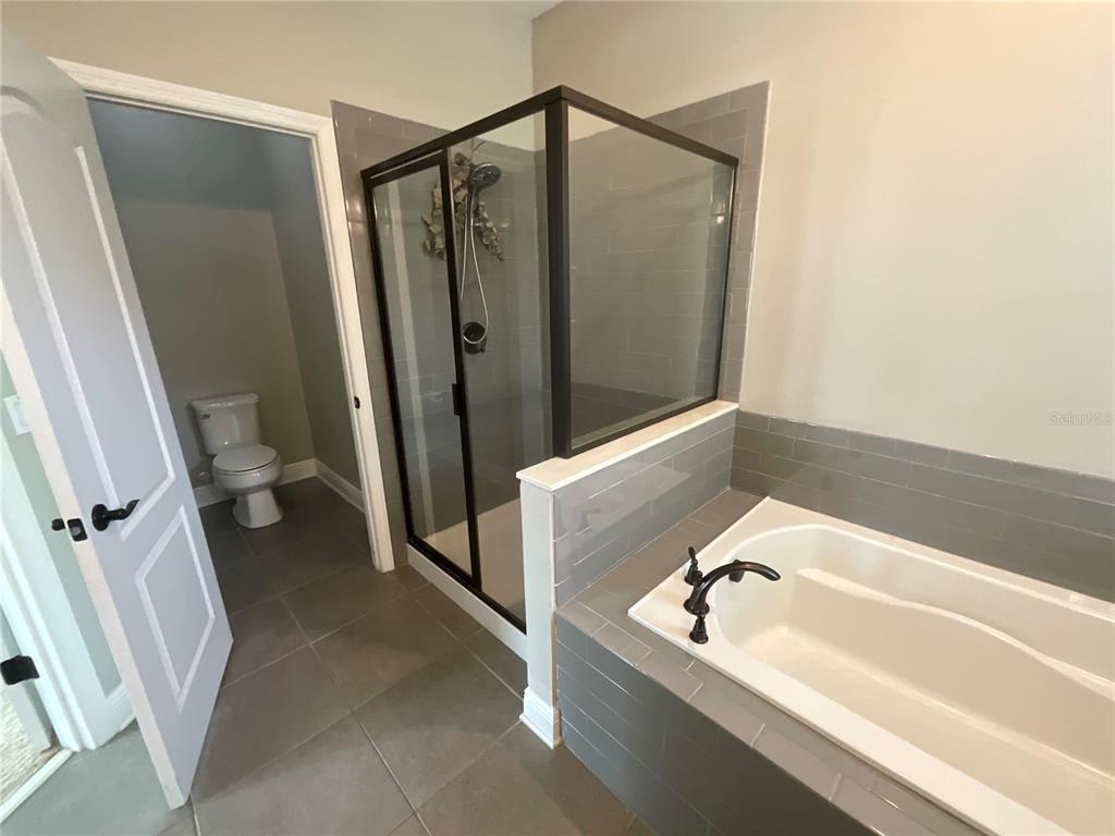 3560 Pixie Lane St. Cloud, FL 34772 - Photo 30 of 74 a bathroom with a tub a toilet and a shower