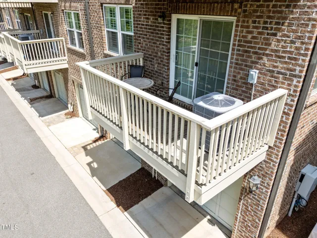 a view of a balcony with deck