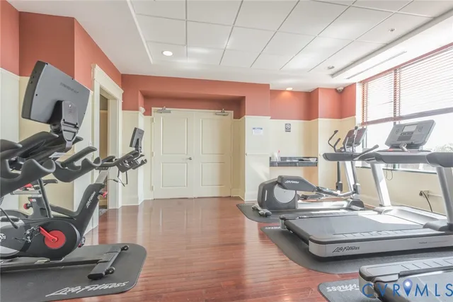 a room with gym equipment