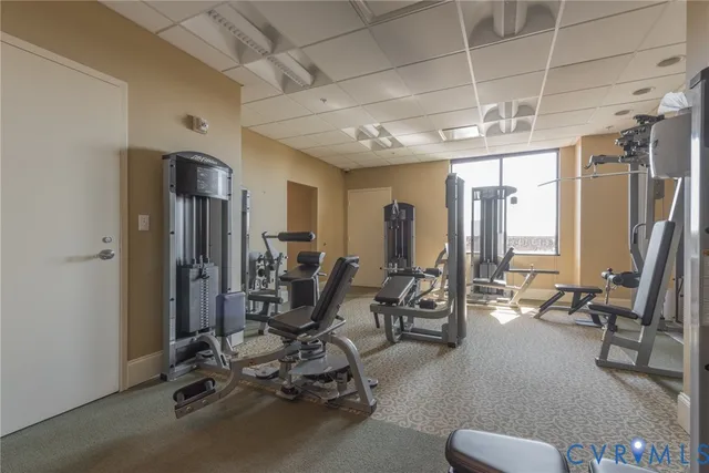 a view of a room with gym equipment