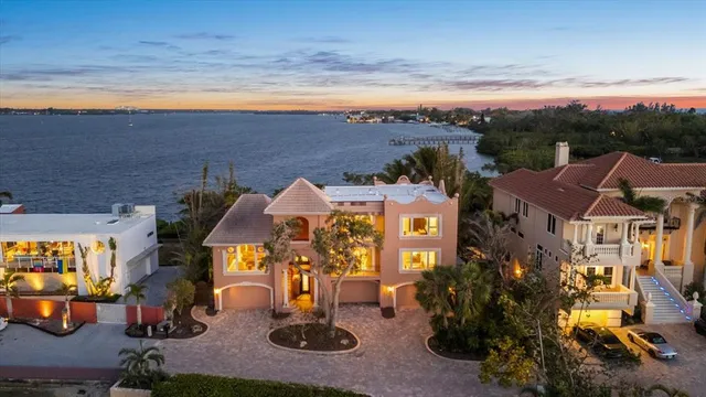 a view of a lake with a house
