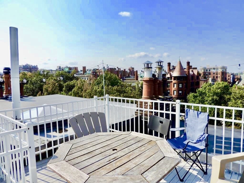 280 Commonwealth Avenue, Unit G8 Boston, MA 02116 - Photo 12 of 12 a balcony with wooden floor outdoor seating and city view