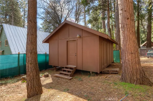 a view of a garage with furniture