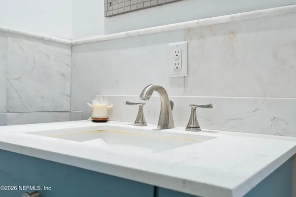 a view of a bench in a yard