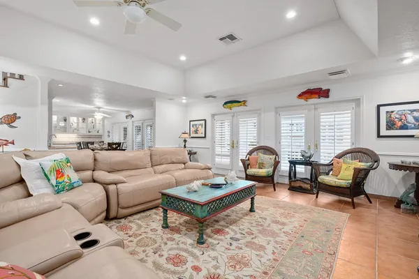 a living room with furniture or couch and a window