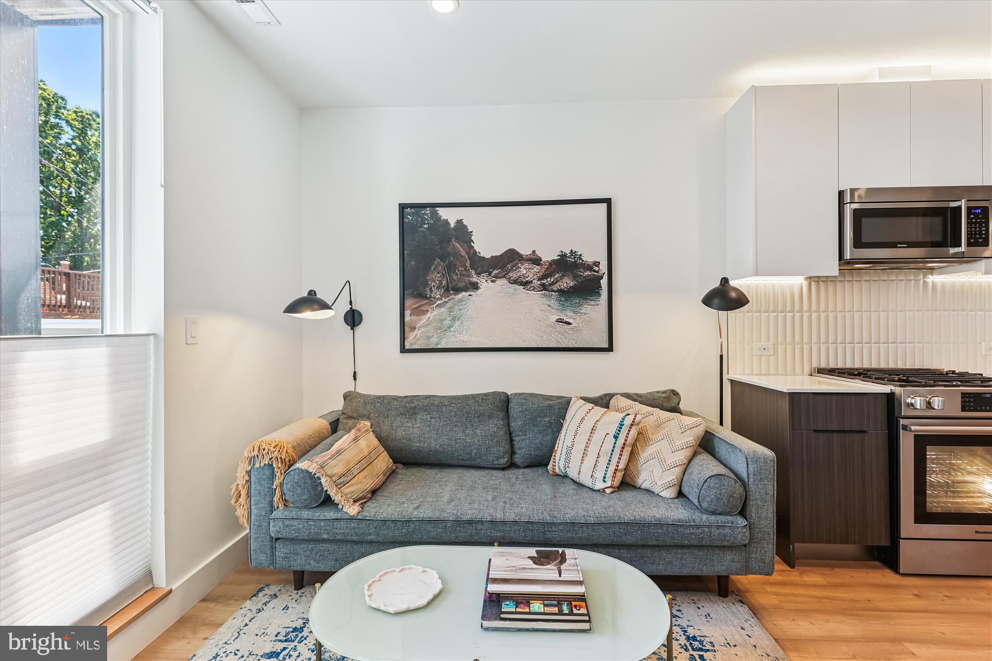 3117 Georgia Avenue Northwest, Unit 102 Washington, DC 20010 - Photo 9 of 30 a living room with furniture and a fireplace
