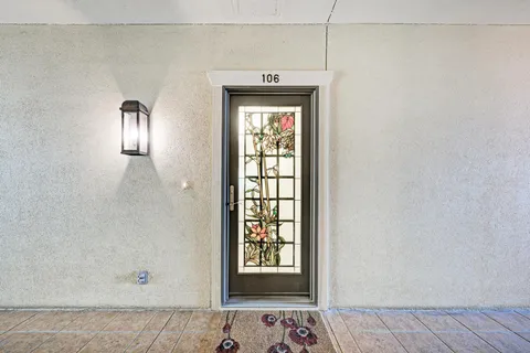a view of an entryway with a window