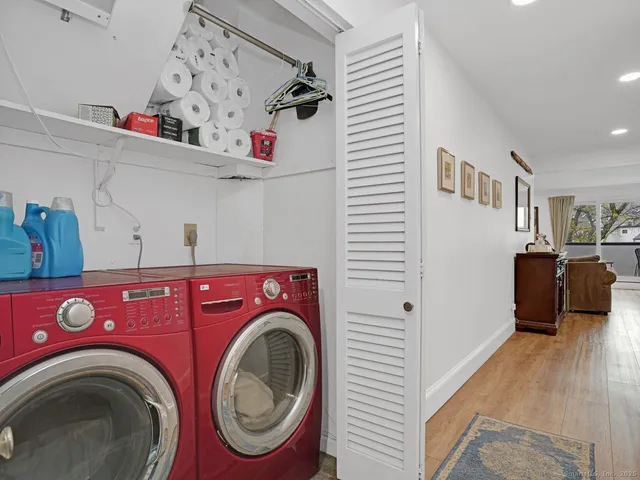 a utility room with dryer and washer