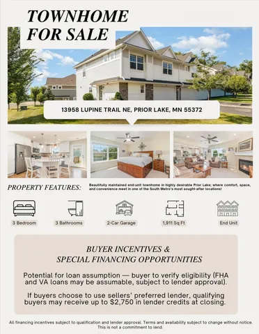 $379,500 | 13958 Lupine Trail Northeast, Prior Lake, MN 55372