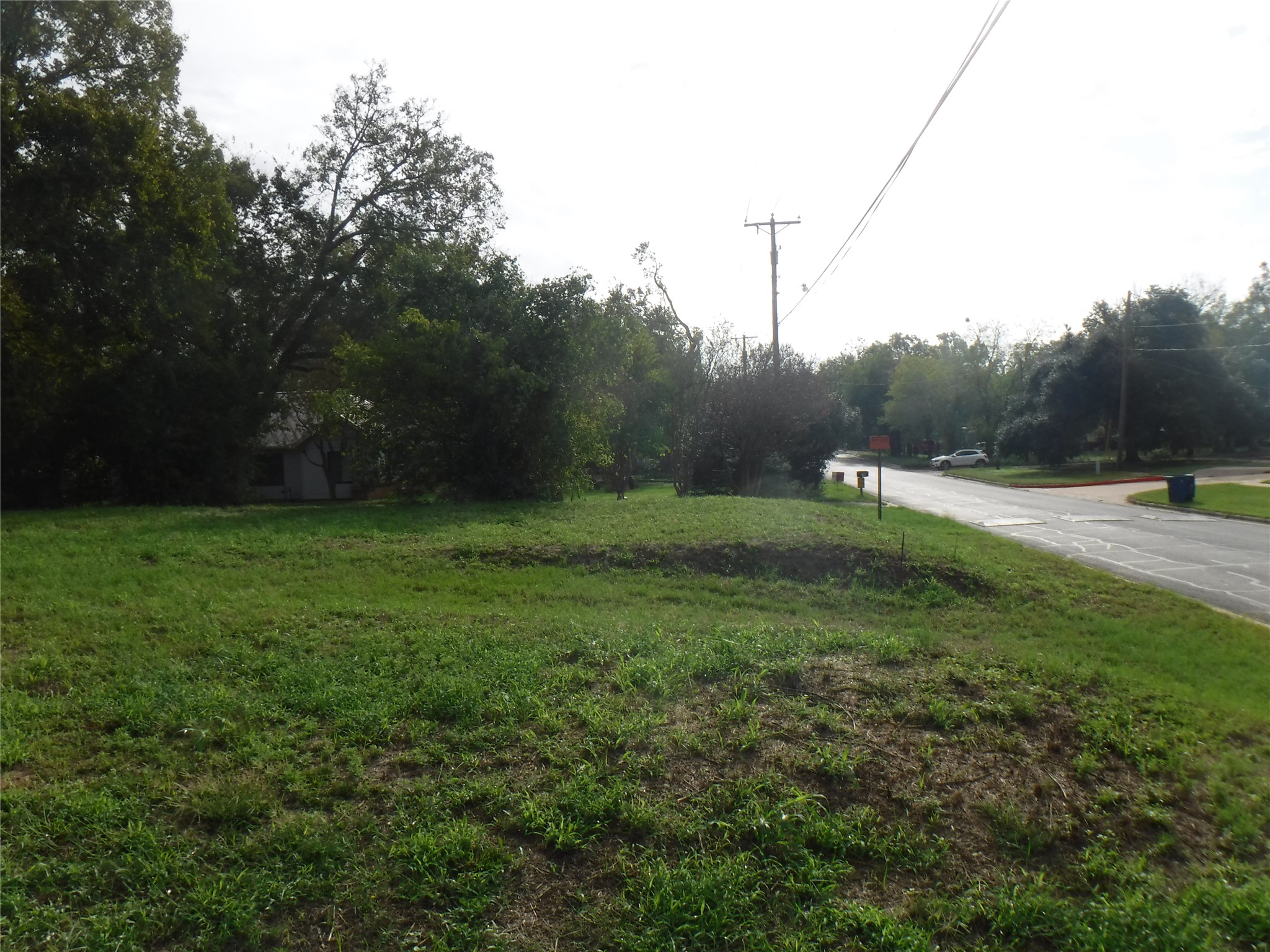 524 Old McDade Road Elgin, TX 78621 - Photo 4 of 9 Expansive grassy lot with mature perimeter trees, featuring a paved road and curbside amenities
