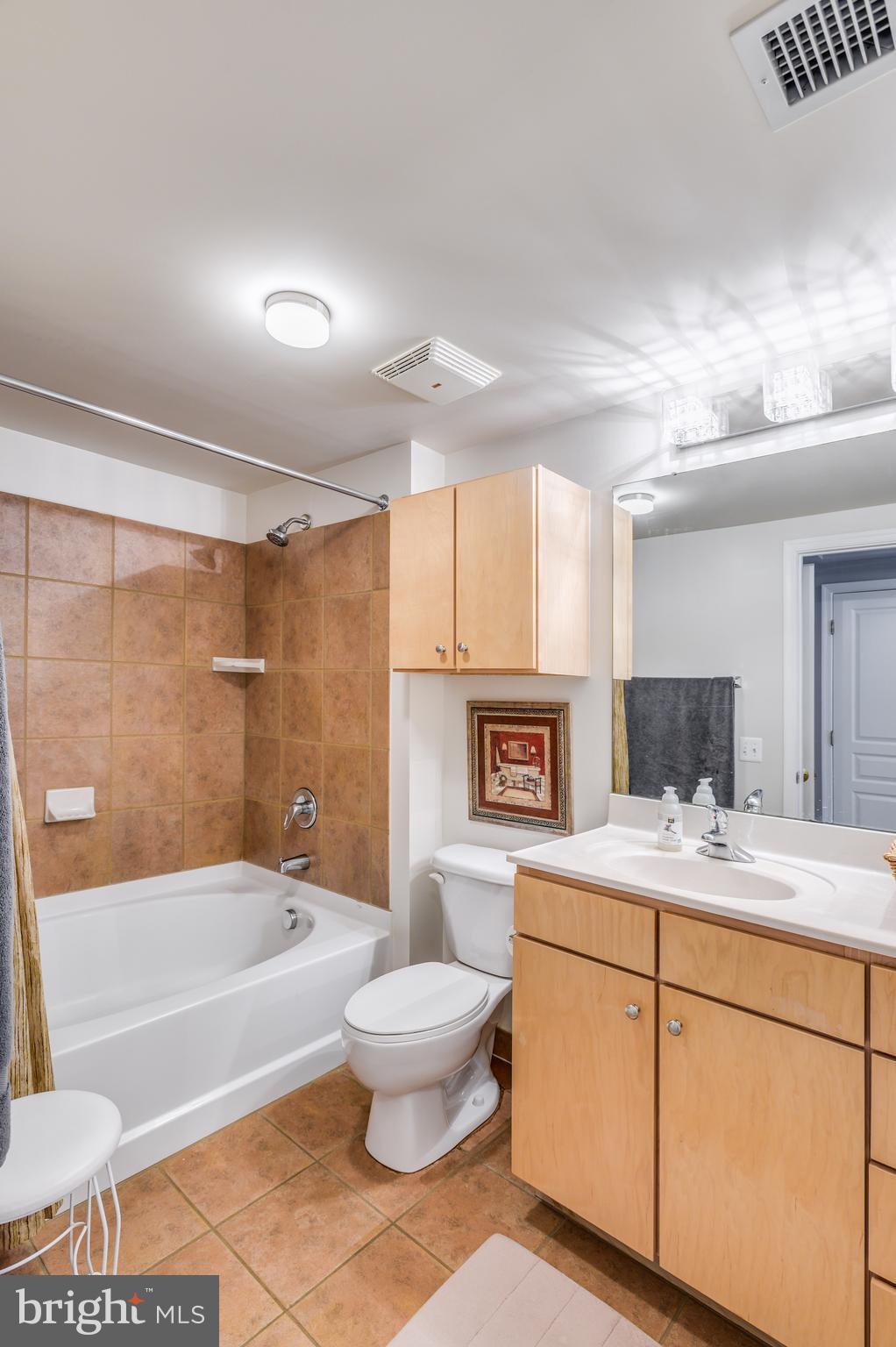 616 E Street Northwest, Unit 446 Washington, DC 20004 - Photo 24 of 66 a bathroom with a sink a toilet a mirror and bathtub