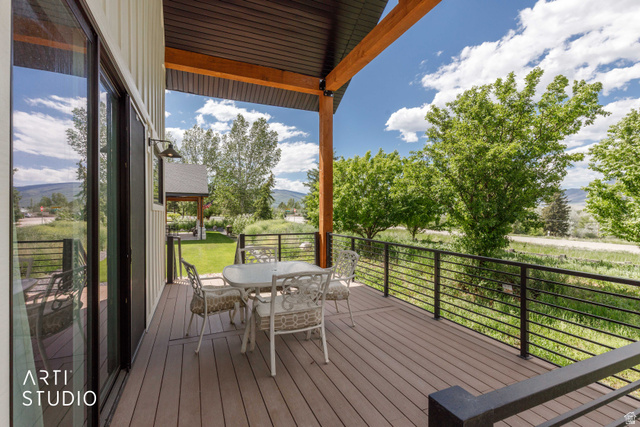 1188 South Old Trappers Loop Road Huntsville, UT 84317 - Photo 70 of 92 Covered outdoor deck featuring composite decking and black horizontal railing