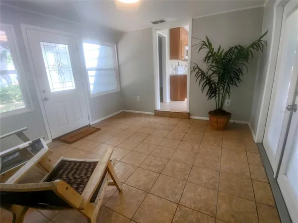 an empty room with windows