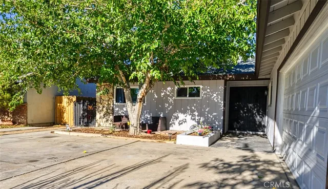 a view of a house with a tree in front of it