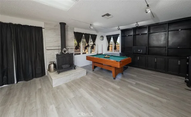 a room with pool table