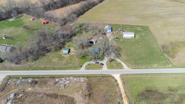 a view of a garden with an outdoor space