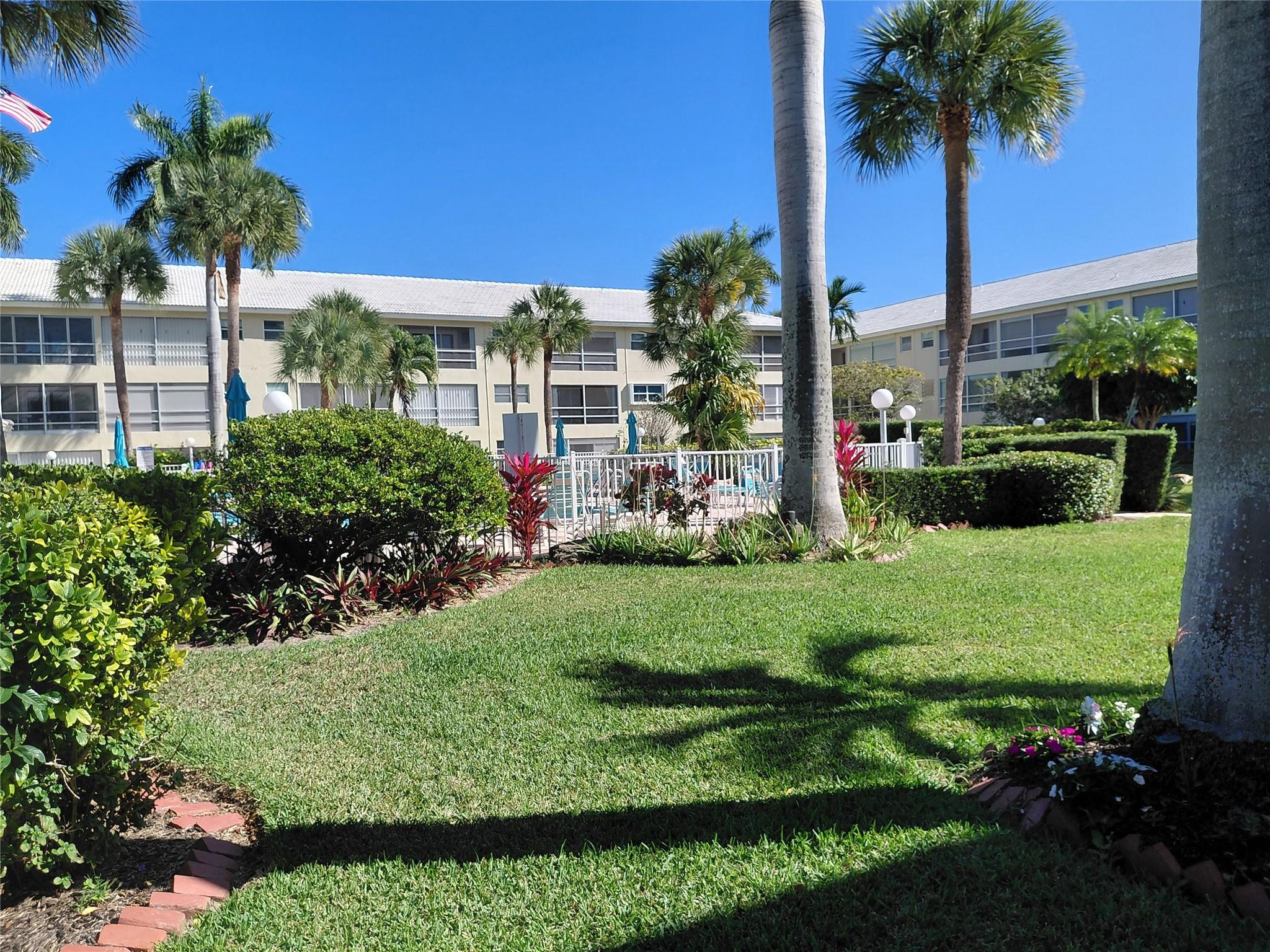 1951 Northeast 39th Street, Unit 127 Lighthouse Point, FL 33064 - Photo 27 of 35 a view of a garden with a palm tree