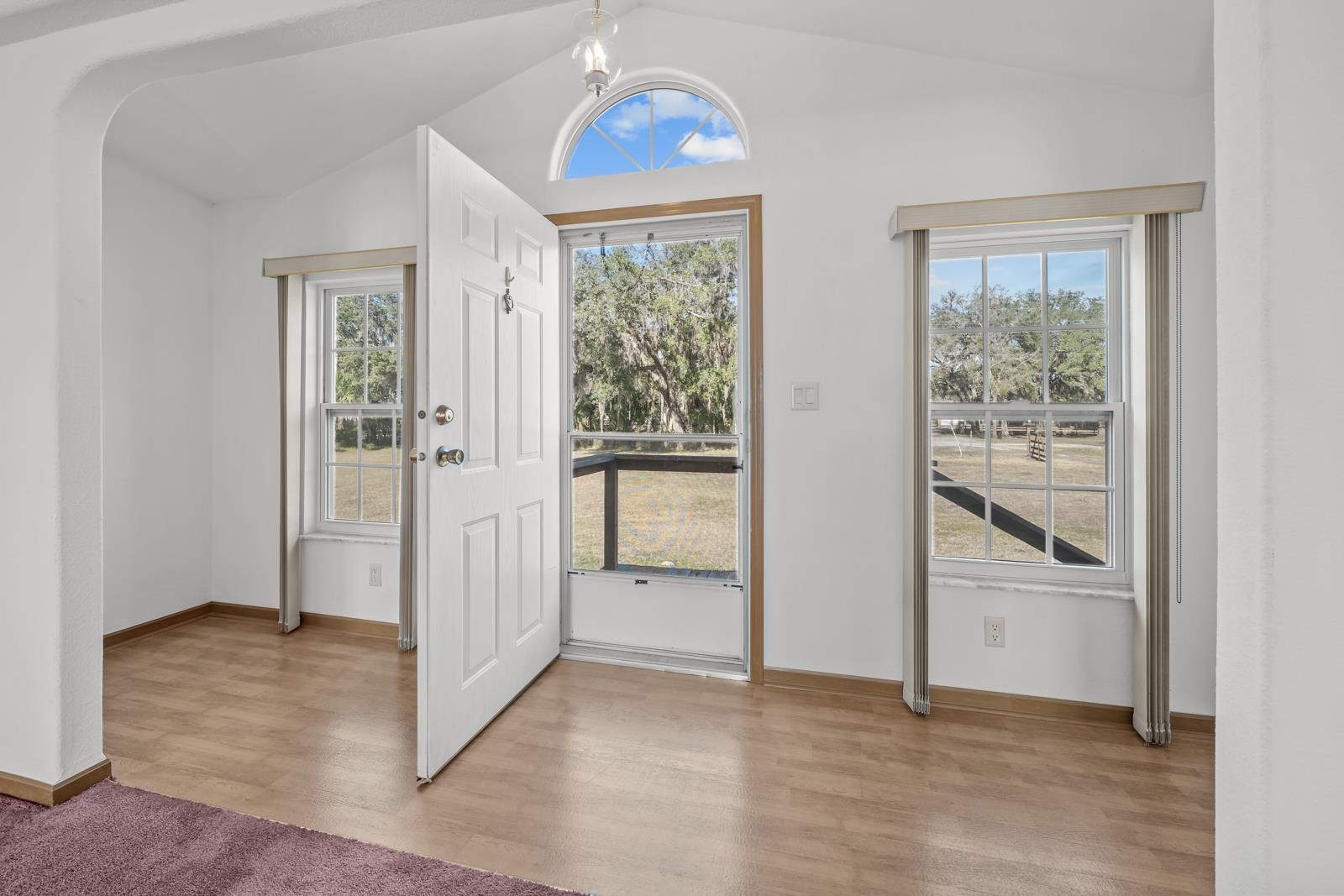 305 Palmetto Bluff Road Palatka, FL 32177 - Photo 3 of 34 Doorway featuring lofted ceiling, wood finished floors, and arched walkways