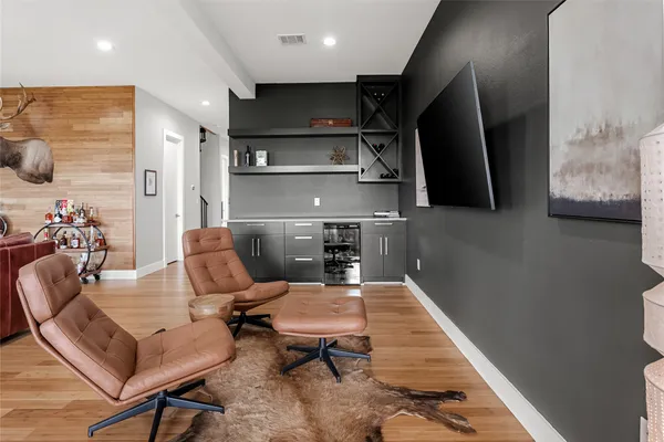 a living room with furniture