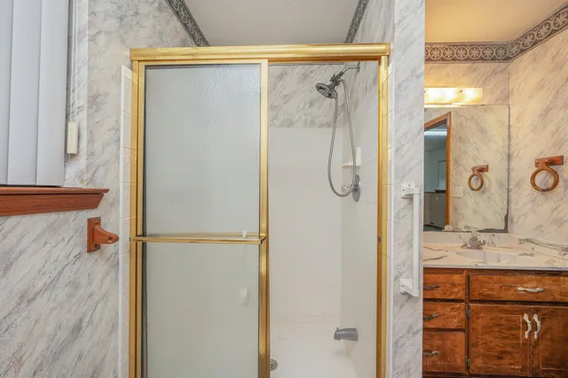 a view of a hallway with workspace