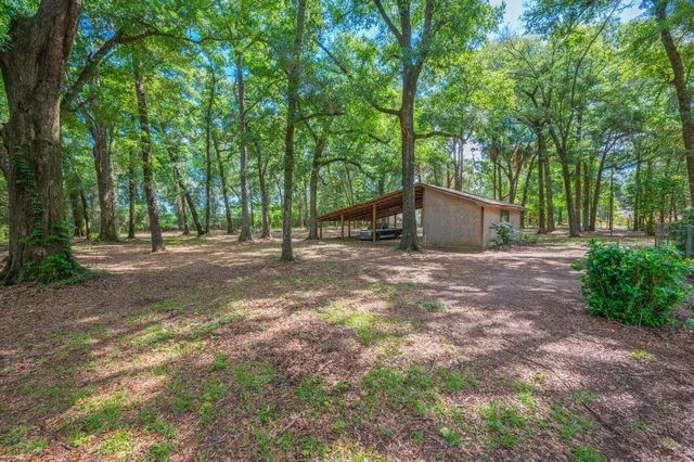 a backyard of a house with lots of green space